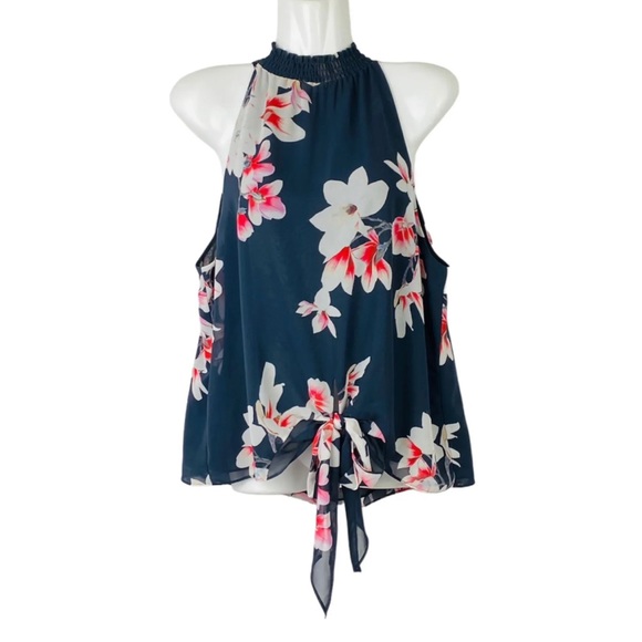Portmans | Tops | Portmans Womens Top Floral Black White Pink Halter Neck  Tieknot Size M 2 | Poshmark